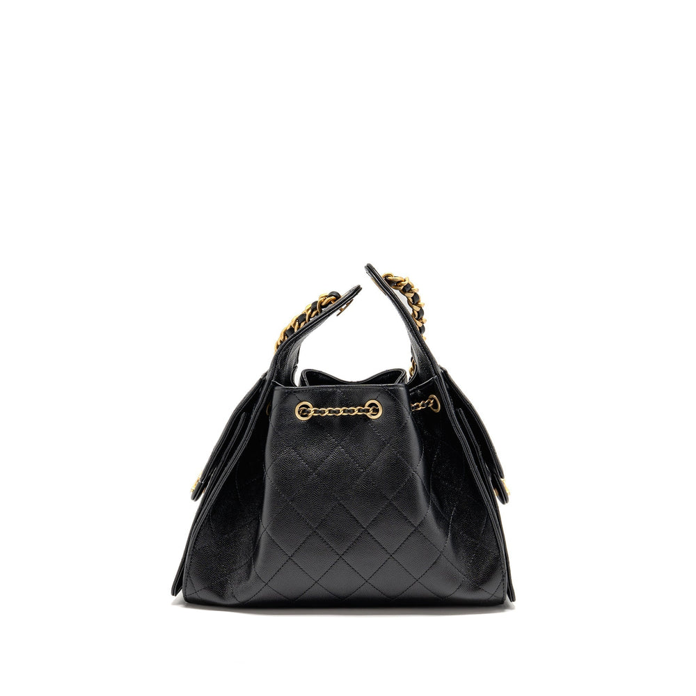 CHANEL 25 SMALL HANDBAG GRAINED CALFSKIN BLACK GHW (MICROCHIP)