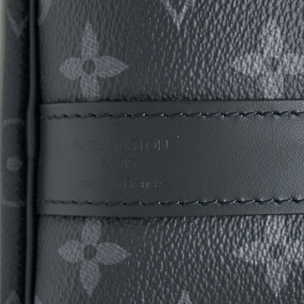 LOUIS VUITTON KEEPALL 55 WITH SHOULDER STRAP MONOGRAM ECLIPSE CANVAS SHW