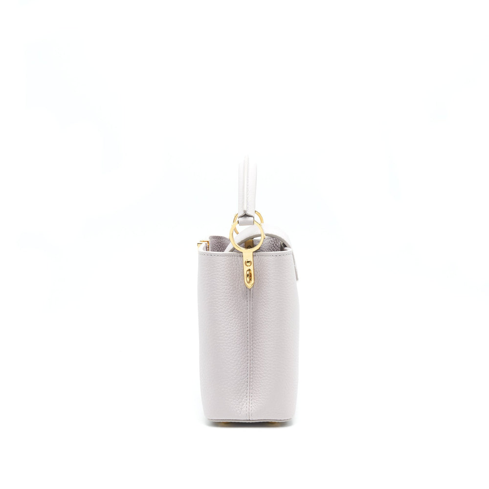 LOUIS VUITTON CAPUCINES BB BRUME GREY GOLD HARWARE WITH ABALONE-SHELL