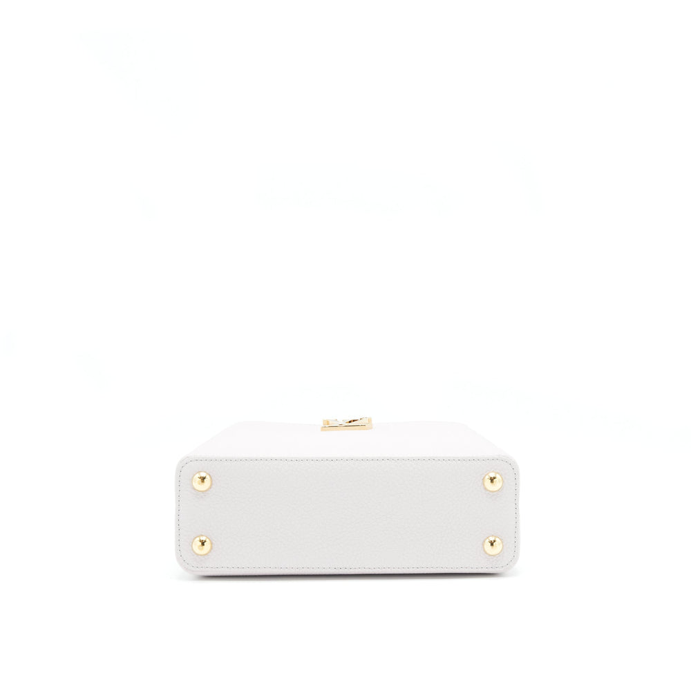 LOUIS VUITTON CAPUCINES BB BRUME GREY GOLD HARWARE WITH ABALONE-SHELL