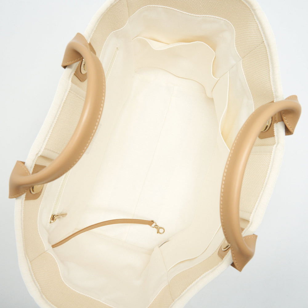 CHANEL DEAUVILLE TOTE BAG IN CREAMY WHITE/ BEIGE GHW
