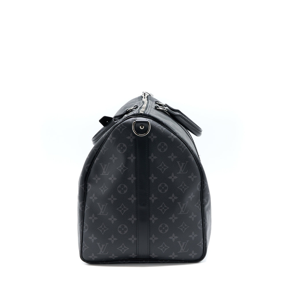 LOUIS VUITTON KEEPALL 55 WITH SHOULDER STRAP MONOGRAM ECLIPSE CANVAS SHW