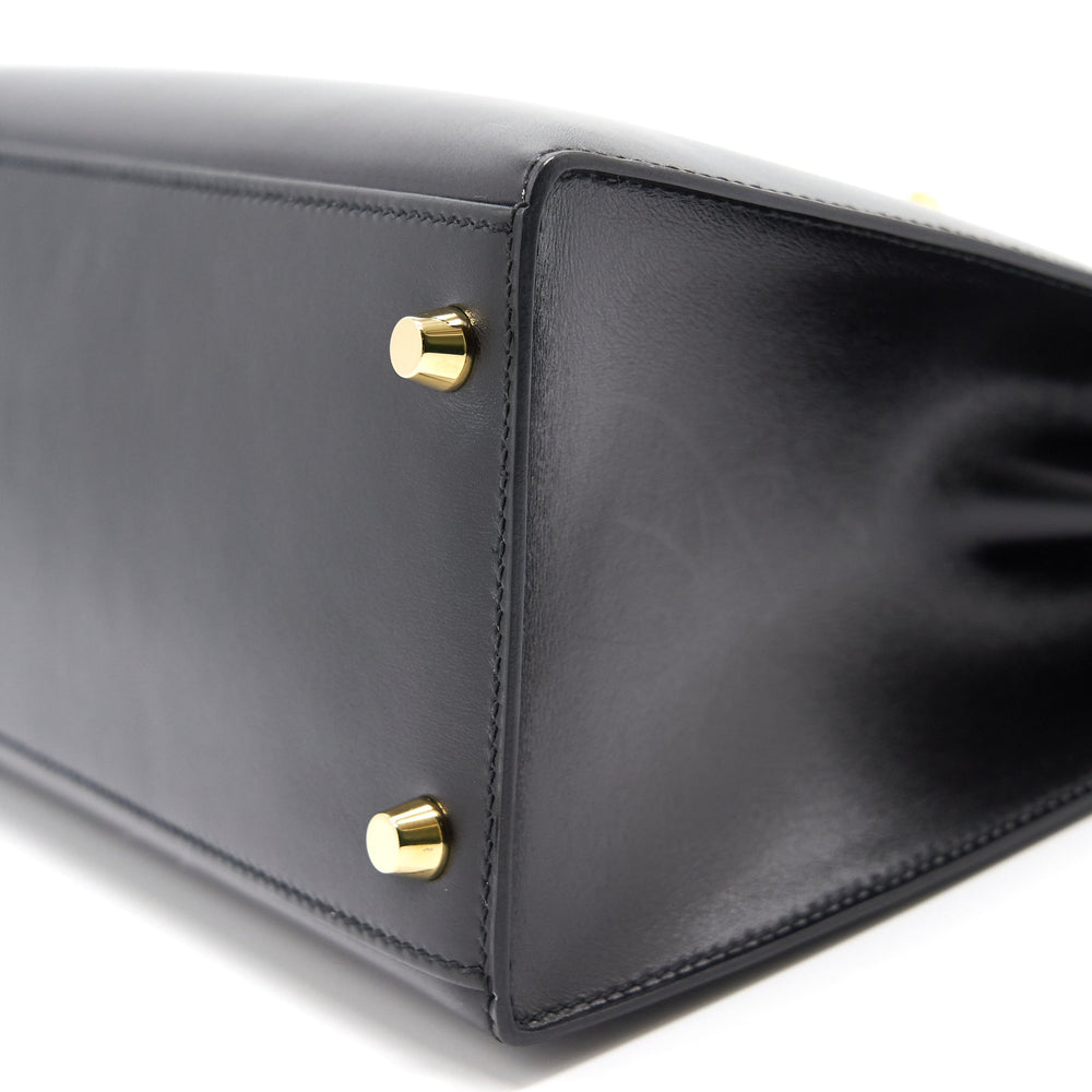 Hermes Kelly 28 Box Leather Black GHW