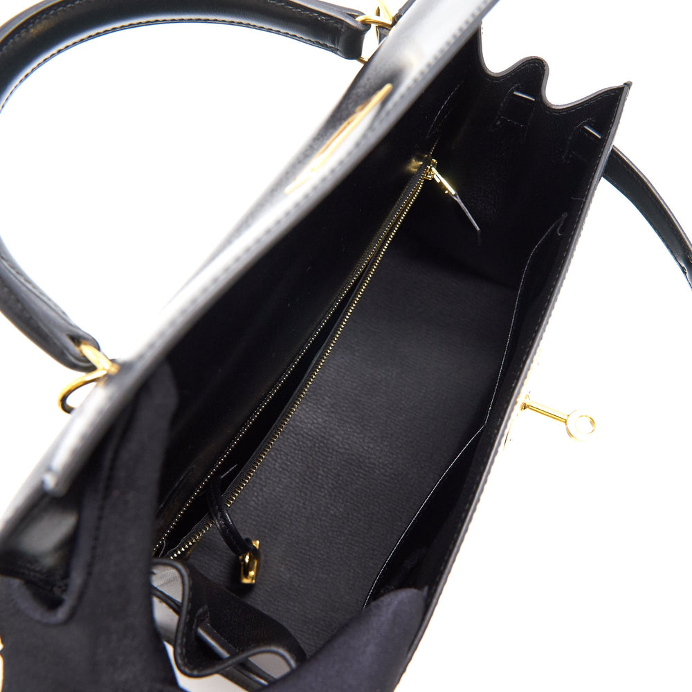 Hermes Kelly 28 Box Leather Black GHW