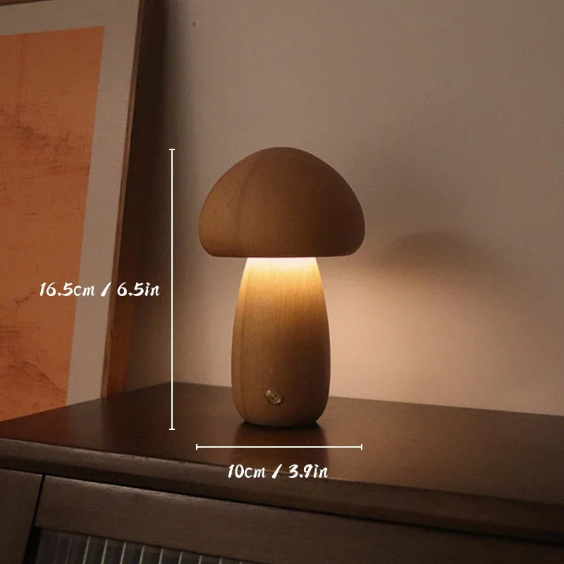Night Light Wooden Mushroom