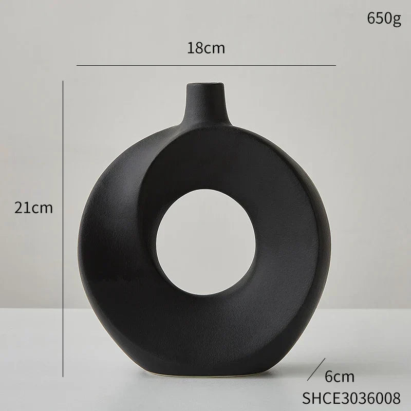 Nordic Style Ceramic Donut Vase