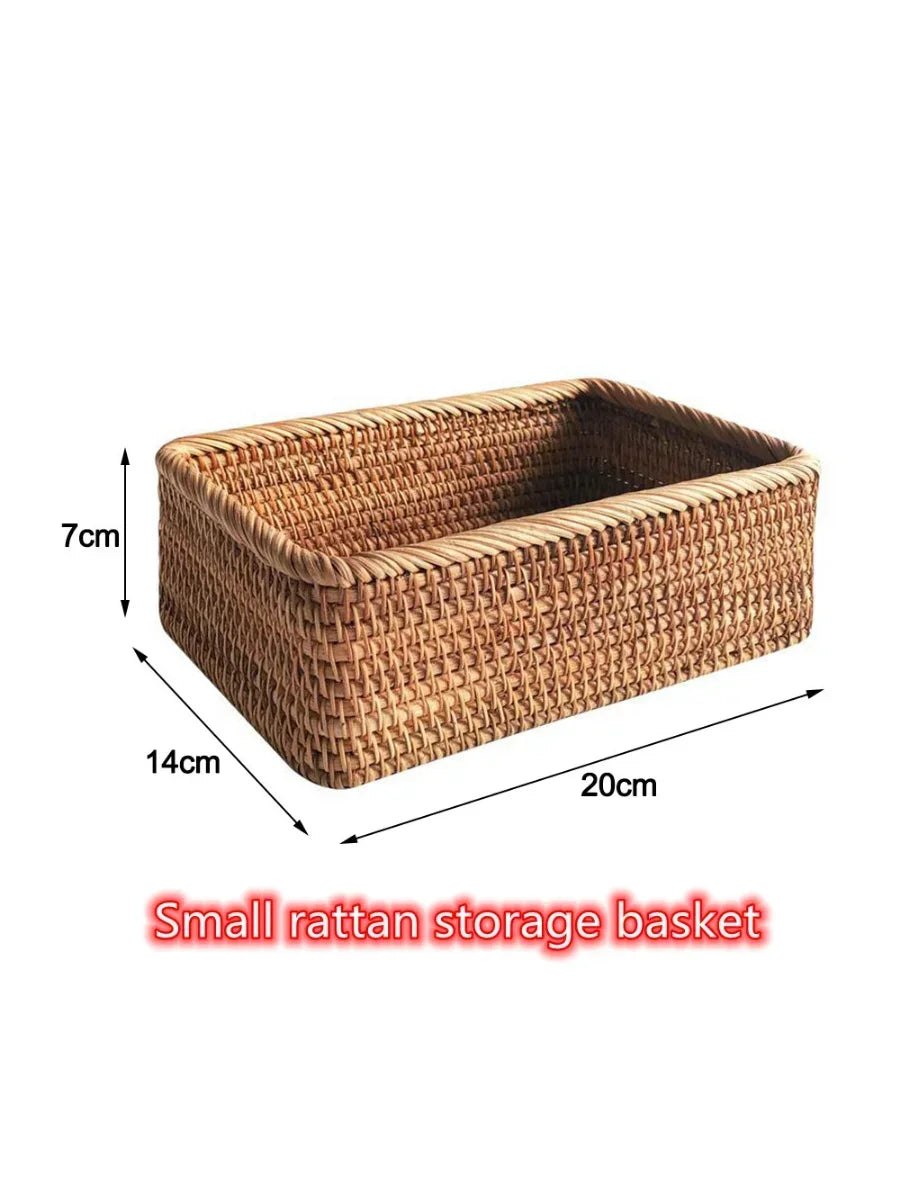 Handwoven Rectangular Rattan Wicker Basket