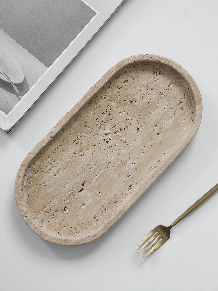 Minimalism Travertine Stone Vanity Tray
