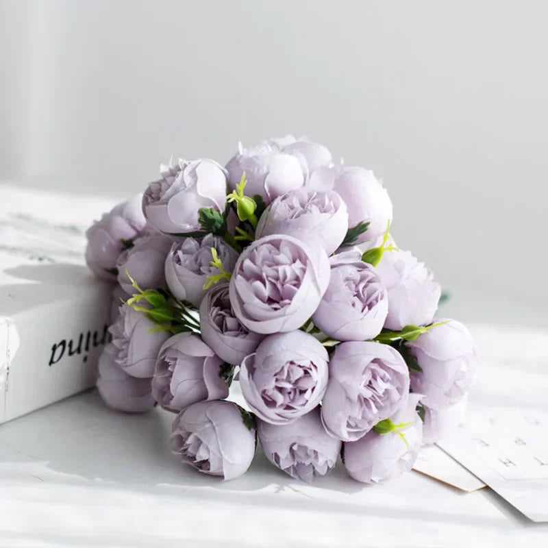 27 Head Rose Pink Peony Silk Artificial Flowers