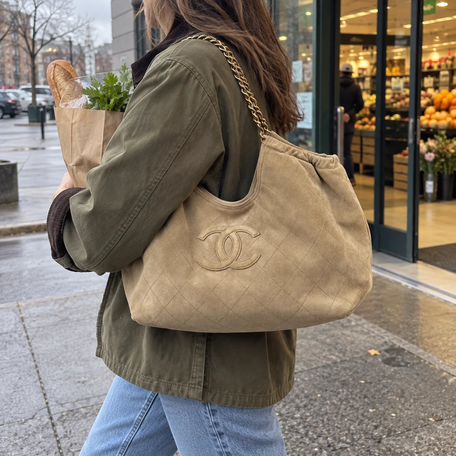 Bolsa hobo bege no mercado