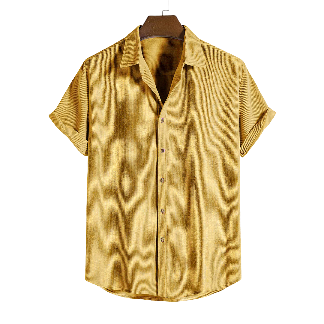 Short-Sleeved Corduroy Button Up Shirt & Shorts