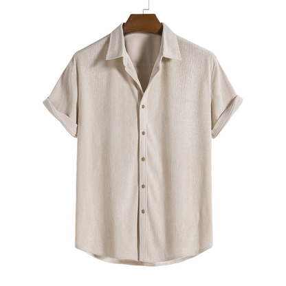 Short-Sleeved Corduroy Button Up Shirt & Shorts