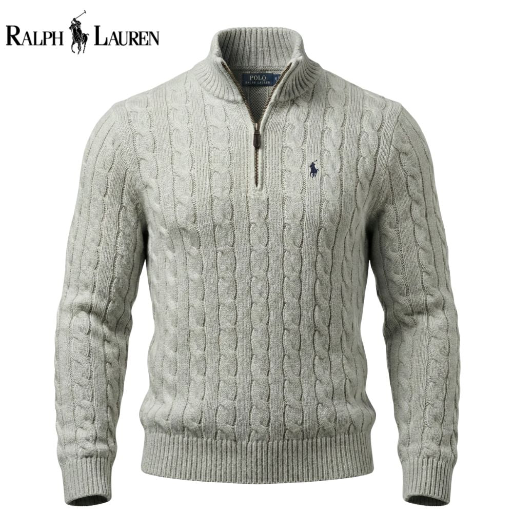 RL Chunky Cable-Knit Cotton Quarter-Zip Sweater