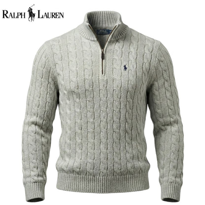 RL Chunky Cable-Knit Cotton Quarter-Zip Sweater