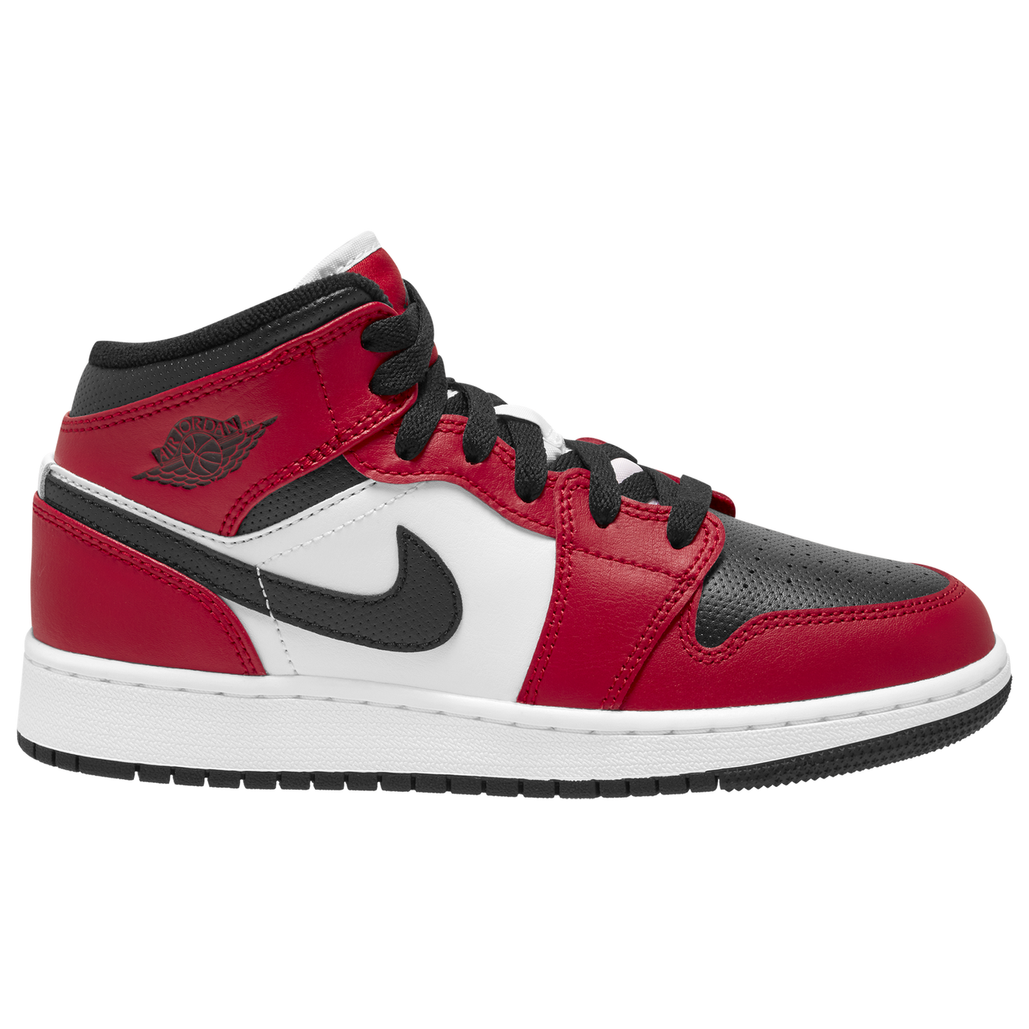 Jordan AJ 1 Mid - Boys' Grade School - Black/Black/Gym Red
