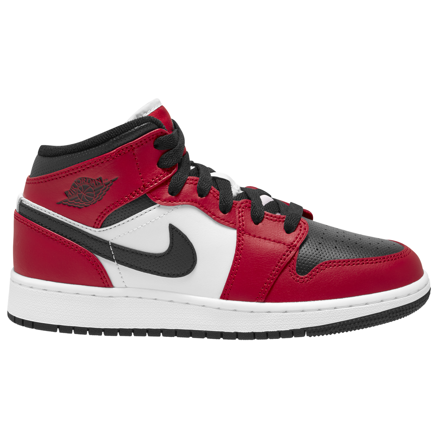 Jordan AJ 1 Mid - Boys' Grade School - Black/Black/Gym Red
