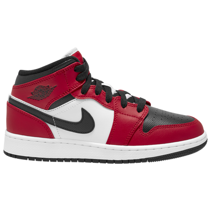 Jordan AJ 1 Mid - Boys' Grade School - Black/Black/Gym Red