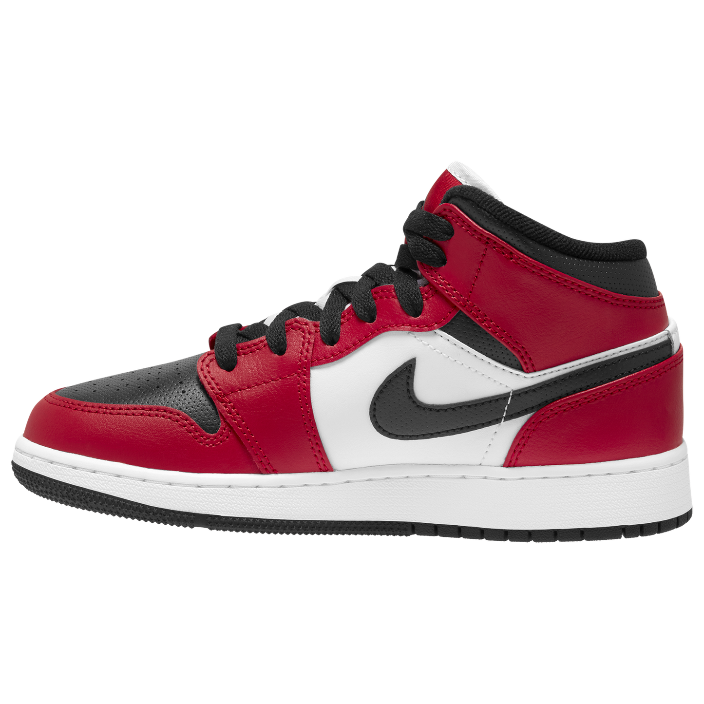 Jordan AJ 1 Mid - Boys' Grade School - Black/Black/Gym Red