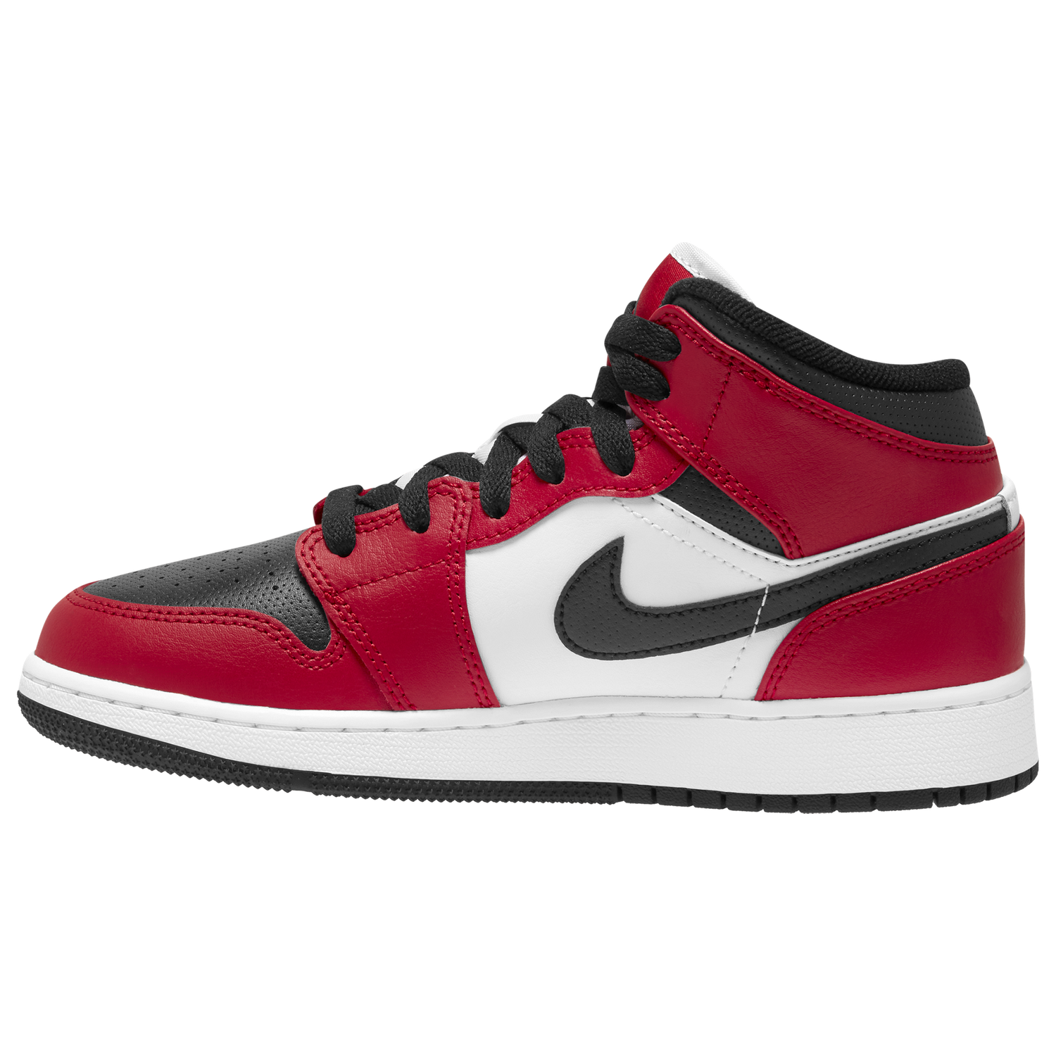 Jordan AJ 1 Mid - Boys' Grade School - Black/Black/Gym Red