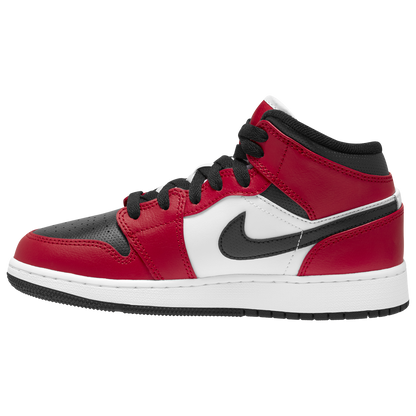 Jordan AJ 1 Mid - Boys' Grade School - Black/Black/Gym Red