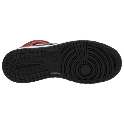 Jordan AJ 1 Mid - Boys' Grade School - Black/Black/Gym Red