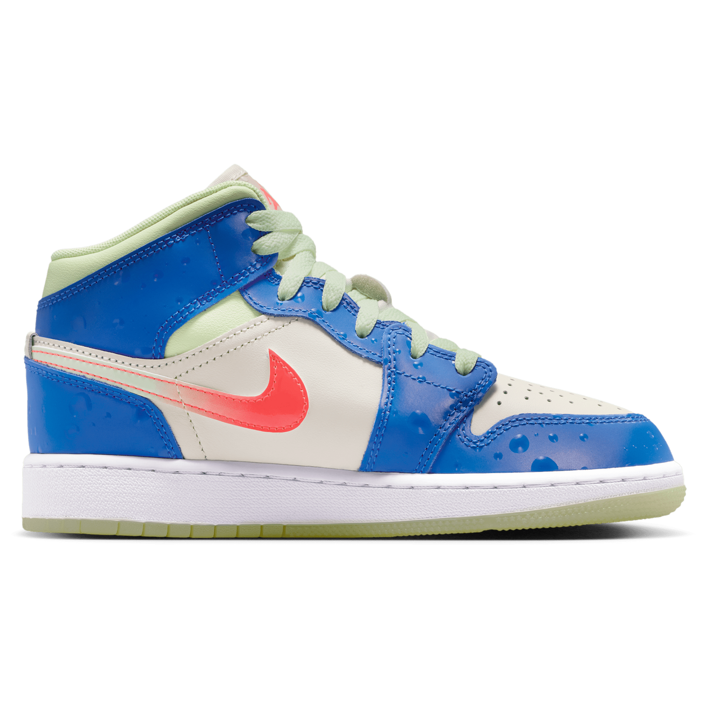 Jordan AJ 1 Mid - Boys' Grade School - Blue/Tan/Volt