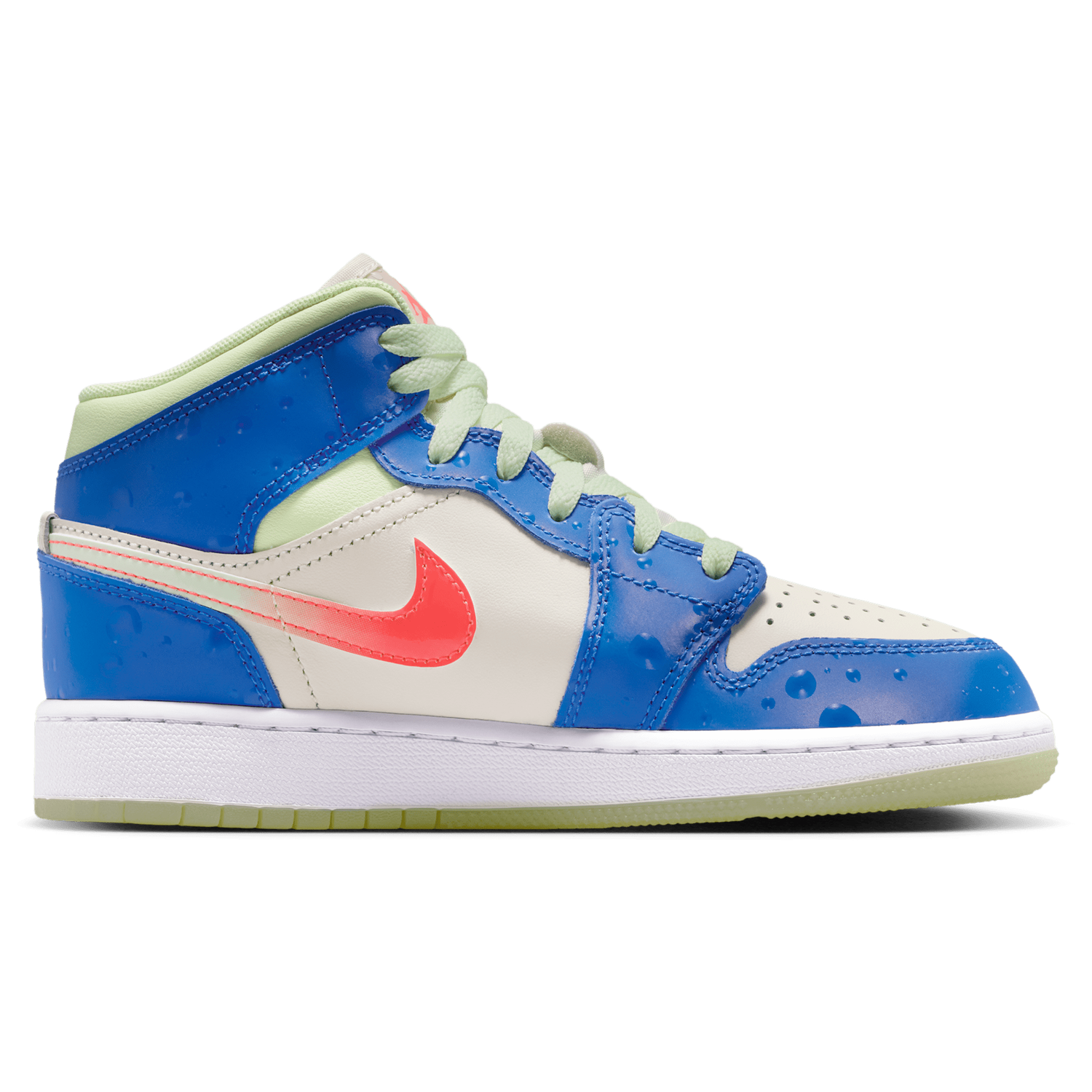 Jordan AJ 1 Mid - Boys' Grade School - Blue/Tan/Volt