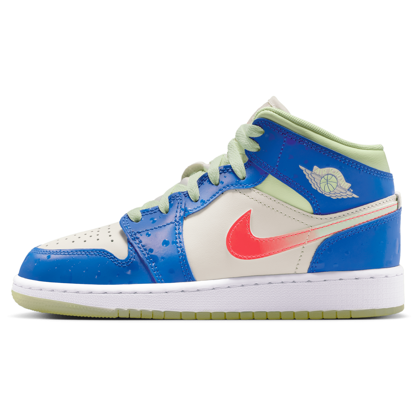 Jordan AJ 1 Mid - Boys' Grade School - Blue/Tan/Volt