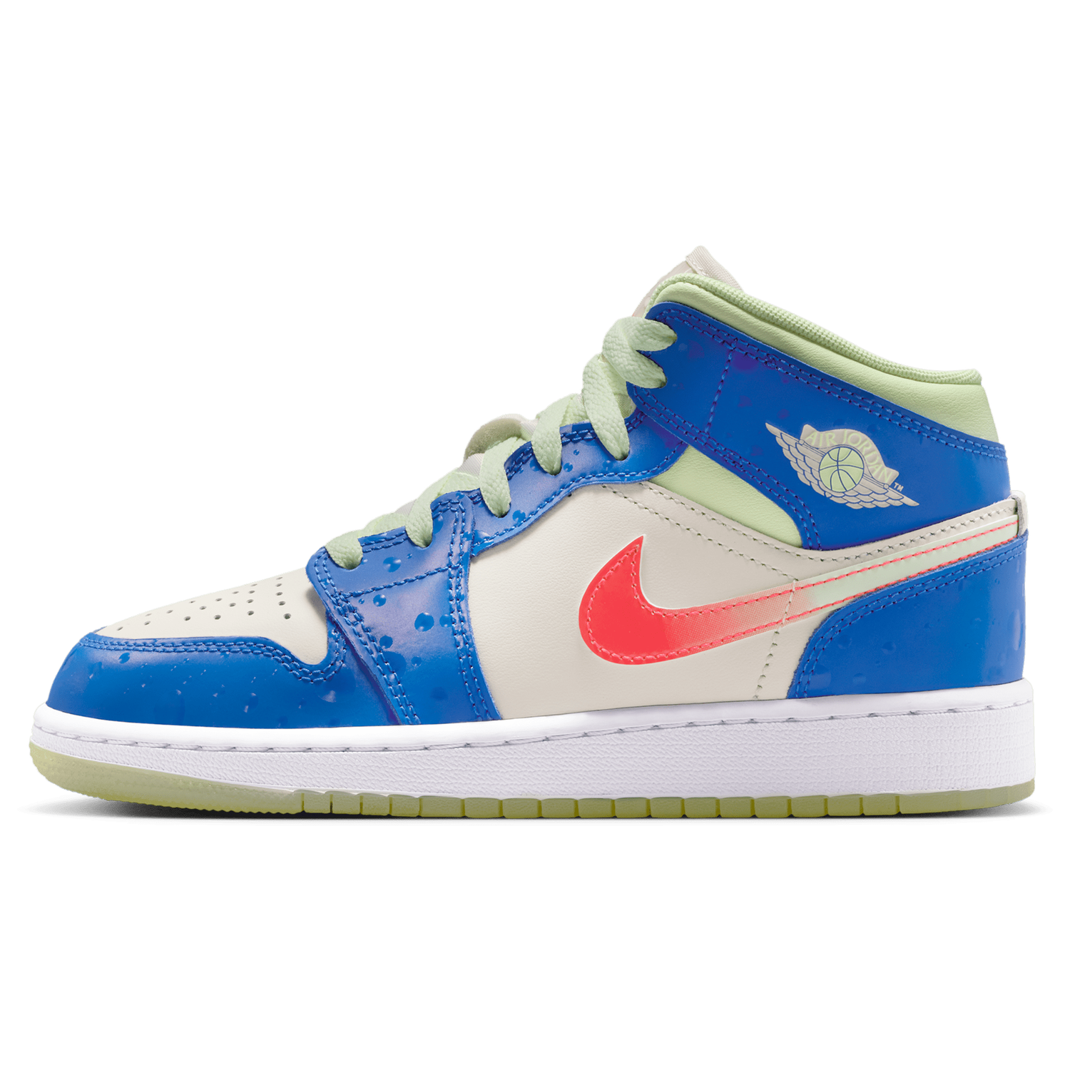 Jordan AJ 1 Mid - Boys' Grade School - Blue/Tan/Volt