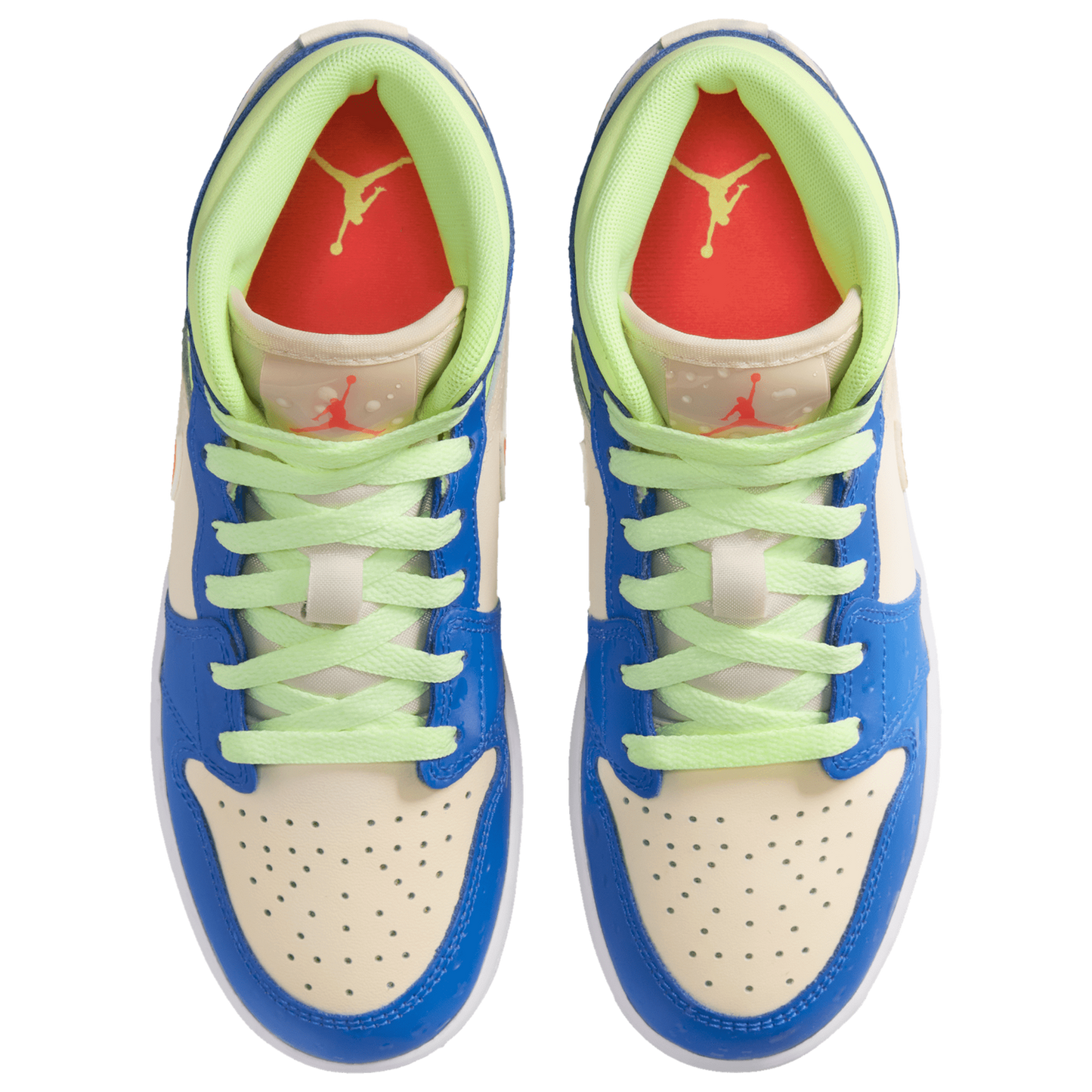 Jordan AJ 1 Mid - Boys' Grade School - Blue/Tan/Volt