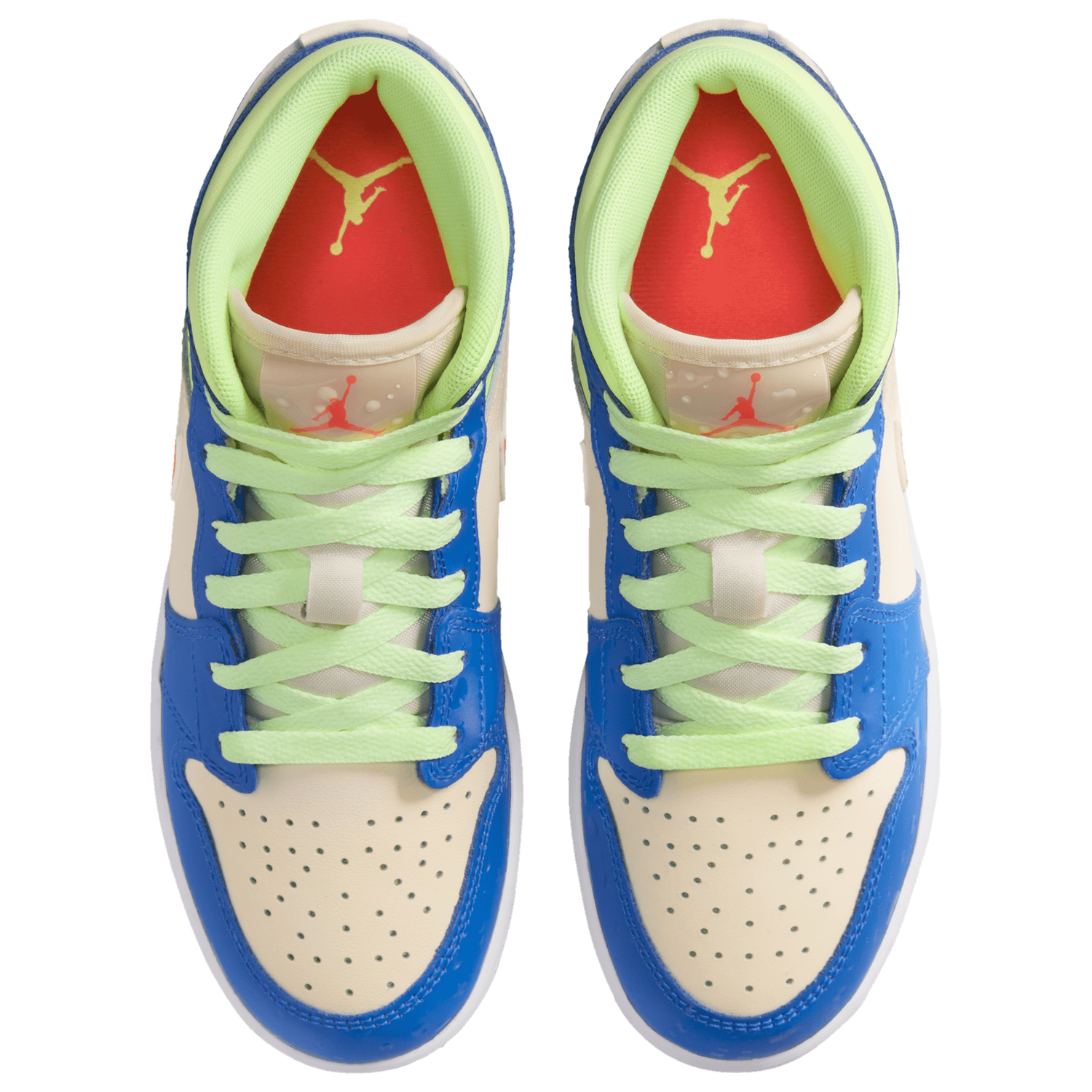 Jordan AJ 1 Mid - Boys' Grade School - Blue/Tan/Volt