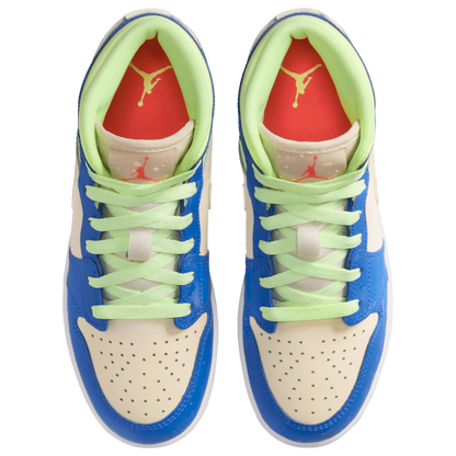 Jordan AJ 1 Mid - Boys' Grade School - Blue/Tan/Volt