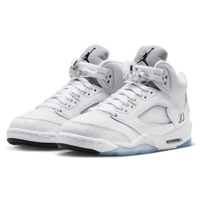 Jordan Retro 5 - Boys' Grade School - White/Silver/Black