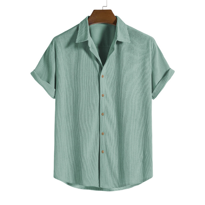 Short-Sleeved Corduroy Button Up Shirt & Shorts