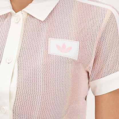 Cropped crochet polo shirt and Originals pants