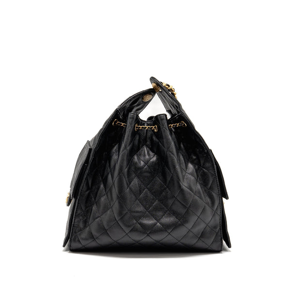 CHANEL 25 MEDIUM CAVIAR BLACK GHW (MICROCHIP)