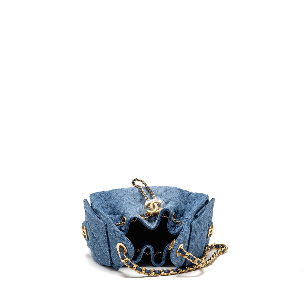 CHANEL MINI 25 BAG DENIM BLUE GHW (MICROCHIP)