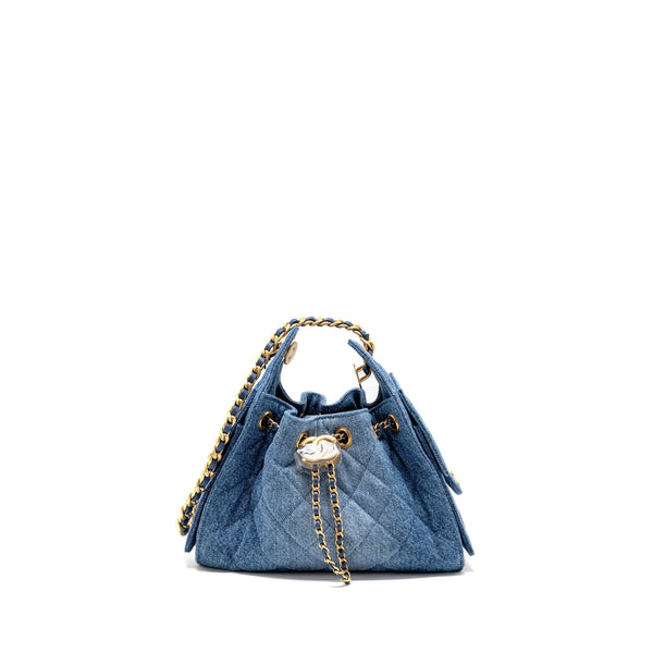 CHANEL MINI 25 BAG DENIM BLUE GHW (MICROCHIP)