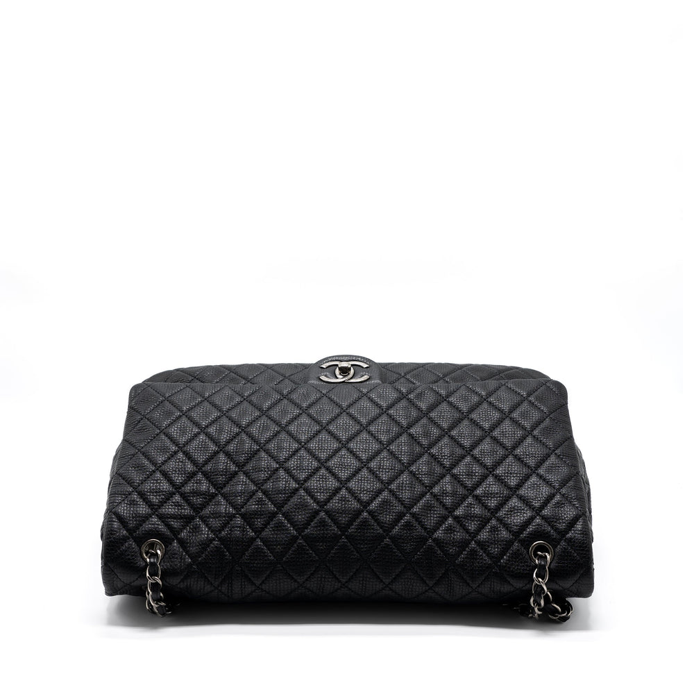 CHANEL XXL CLASSIC TRAVEL FLAP CALFSKIN BLACK RUTHENIUM HARDWARE