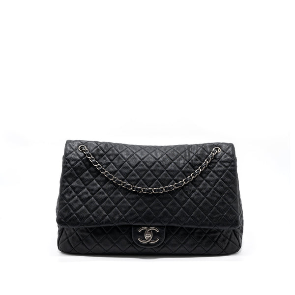 CHANEL XXL CLASSIC TRAVEL FLAP CALFSKIN BLACK RUTHENIUM HARDWARE