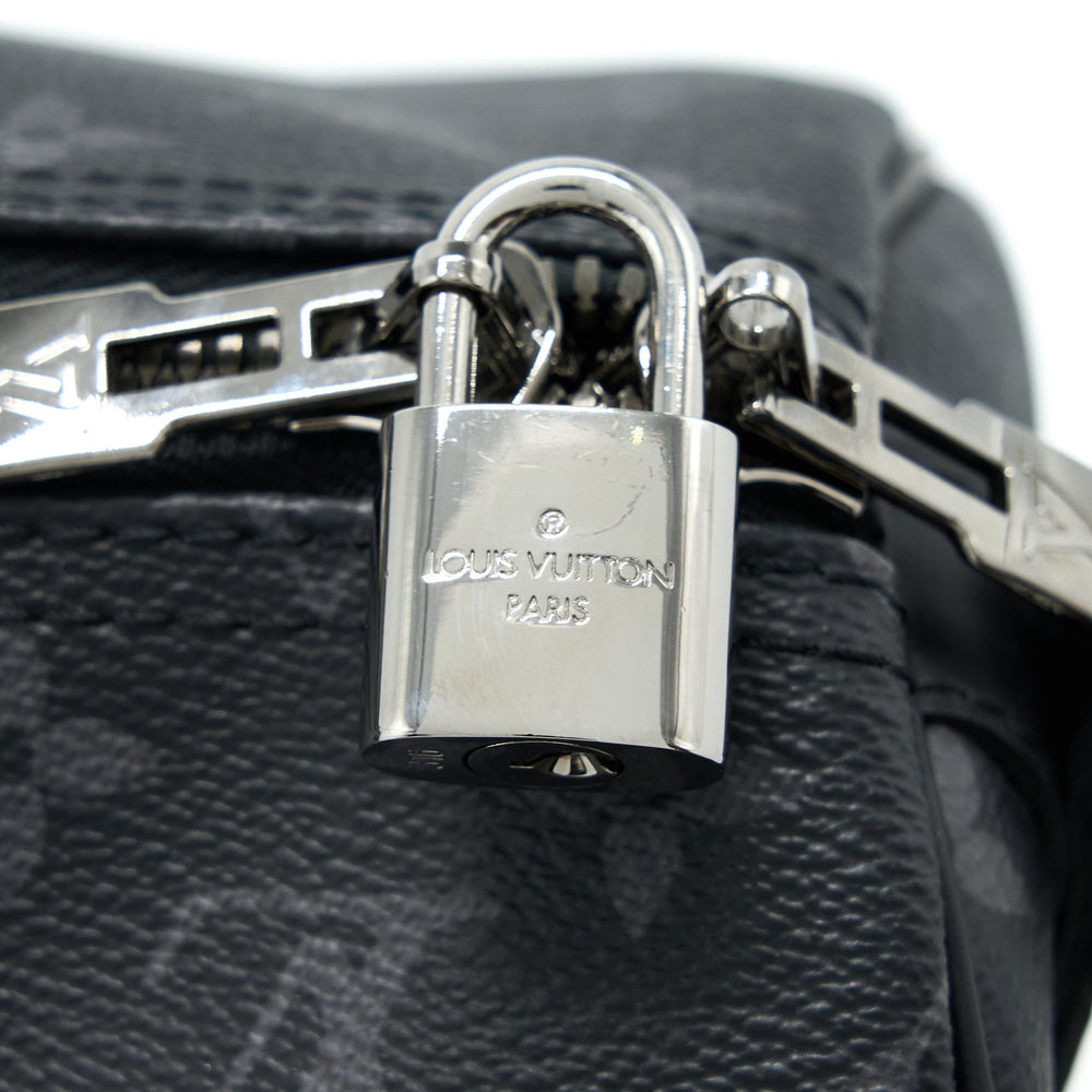 LOUIS VUITTON KEEPALL 55 WITH SHOULDER STRAP MONOGRAM ECLIPSE CANVAS SHW