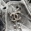 CHANEL MINI 25 BAG METALLIC GRAINED CALFSKIN SILVER SHW (MICROCHIP)