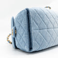 CHANEL SMALL 25 BAG WASHED DENIM LIGHT BLUE GHW (MICROCHIP)