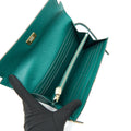 HERMES KELLY LONG WALLET Z6 MALACHITE EPSOM GHW