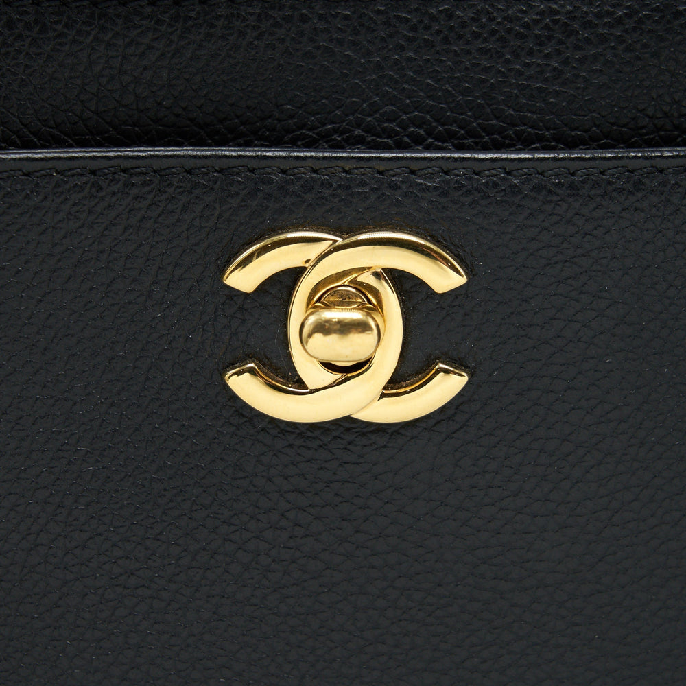 CHANEL CERF TOTE BAG GRAINED CALFSKIN BLACK GHW