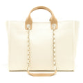CHANEL DEAUVILLE TOTE BAG IN CREAMY WHITE/ BEIGE GHW