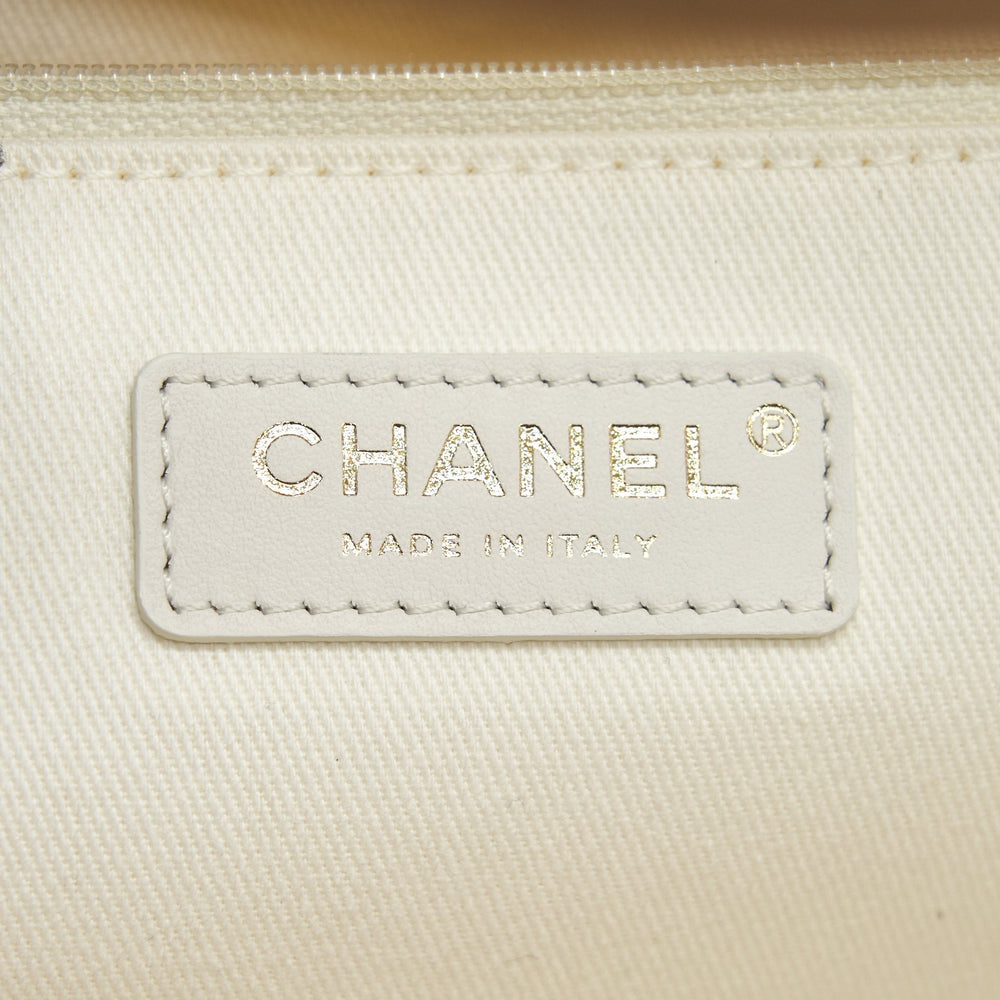 CHANEL DEAUVILLE TOTE BAG IN CREAMY WHITE/ BEIGE GHW