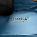 CHANEL SMALL 25 BAG WASHED DENIM LIGHT BLUE GHW (MICROCHIP)