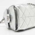 CHANEL MINI 25 BAG METALLIC GRAINED CALFSKIN SILVER SHW (MICROCHIP)