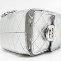 CHANEL MINI 25 BAG METALLIC GRAINED CALFSKIN SILVER SHW (MICROCHIP)